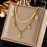316L Stainless Steel Zircon Eye Pendant Necklace for Women