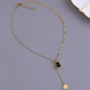 316L Stainless Steel Green Pendant Woman Necklace