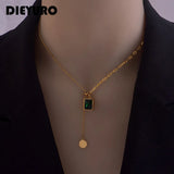 316L Stainless Steel Green Pendant Woman Necklace