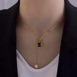 316L Stainless Steel Green Pendant Woman Necklace