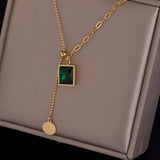 316L Stainless Steel Green Pendant Woman Necklace