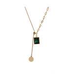 316L Stainless Steel Green Pendant Woman Necklace