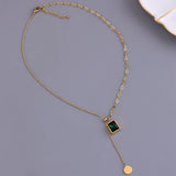 316L Stainless Steel Green Pendant Woman Necklace
