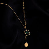 316L Stainless Steel Green Pendant Woman Necklace