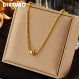 DIEYURO Stainless Steel Bead Pendant Necklace For Women Clavicle Chain