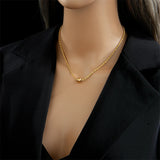 DIEYURO Stainless Steel Bead Pendant Necklace For Women Clavicle Chain