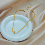 DIEYURO Stainless Steel Bead Pendant Necklace For Women Clavicle Chain