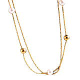 316L Stainless Steel Beaded Necklace with Pearl Clavicle Chain