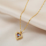 316L Stainless Steel Amethyst Heart Pendant for Women