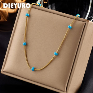 316L Stainless Steel Beads Necklace For Women Clavicle Chain