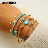 316L Stainless Steel Bohemian Charm Bracelet For Women Girl Bangles