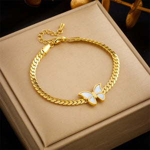 316L Stainless Steel Butterfly Charm Bracelet For Women Girl