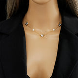 316L Stainless Steel Butterfly Pearl Necklace