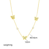 316L Stainless Steel Butterfly Pearl Necklace