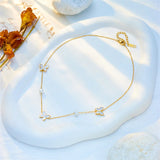 316L Stainless Steel Butterfly Pearl Necklace