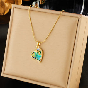 316L Stainless Steel Butterfly Heart Pendant Necklace For Women