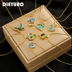 316L Stainless Steel Butterfly Heart Pendant Necklace For Women