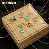 316L Stainless Steel Butterfly Heart Pendant Necklace For Women