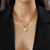 316L Stainless Steel Heart Pendant Necklace Colorful Dazzling Chain Jewelry Gift