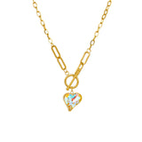 316L Stainless Steel Heart Pendant Necklace Colorful Dazzling Chain Jewelry Gift