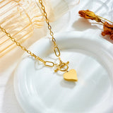 316L Stainless Steel Heart Pendant Necklace Colorful Dazzling Chain Jewelry Gift
