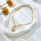316L Stainless Steel Heart Pendant Necklace Colorful Dazzling Chain Jewelry Gift