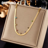 Colorful Zircon Choker Necklace Snake Chain Party Jewelry