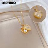 Heart Pearl Pendant Necklace for Women Choker Jewelry