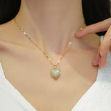 Heart Pearl Pendant Necklace for Women Choker Jewelry