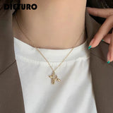 316L Stainless Steel Balloon Dog Pendant Necklace Golden Clavicle Chain