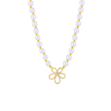 316L Stainless Steel Rhinestone Flower Pendant Necklace for Women