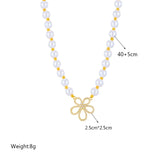 316L Stainless Steel Rhinestone Flower Pendant Necklace for Women