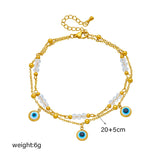 316L Stainless Steel Double Layer Eyes Anklet For Women