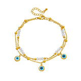 316L Stainless Steel Double Layer Eyes Anklet For Women