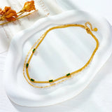 316L Stainless Steel Green Zircon Necklace for Women Girl Choker Gift