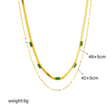 316L Stainless Steel Green Zircon Necklace for Women Girl Choker Gift