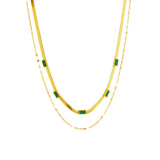 316L Stainless Steel Green Zircon Necklace for Women Girl Choker Gift