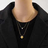 316L Double Pendant Necklace For Women Clavicle Chain Sweet Neck Jewelry