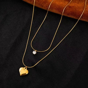 316L Double Pendant Necklace For Women Clavicle Chain Sweet Neck Jewelry