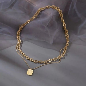 316L Stainless Steel Double Twist Thick Chain Pendant Necklace