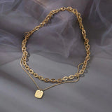 316L Stainless Steel Double Twist Thick Chain Pendant Necklace
