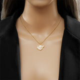 Dragonfly Moon Heart Flowers Pendant Necklace for Women