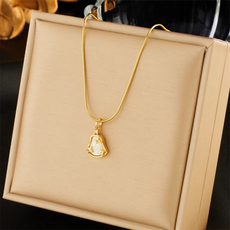 Dragonfly Moon Heart Flowers Pendant Necklace for Women