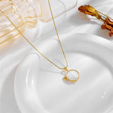 Dragonfly Moon Heart Flowers Pendant Necklace for Women