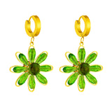 Exaggerated Green Zircon Flower Drop Earrings for Women