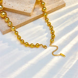316L Stainless Steel Large Round Ball Beads Choker Necklace for Women