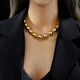 316L Stainless Steel Large Round Ball Beads Choker Necklace for Women