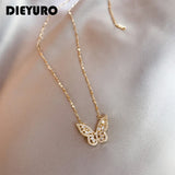316L Stainless Steel Butterfly Clavicle Chain Zircon Wedding Jewelry