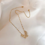 316L Stainless Steel Butterfly Clavicle Chain Zircon Wedding Jewelry
