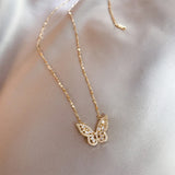 316L Stainless Steel Butterfly Clavicle Chain Zircon Wedding Jewelry